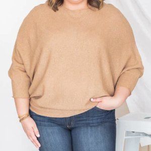 BNWOT Pink Lily Brand Lost Hope Taupe Pullover Knit Sweater